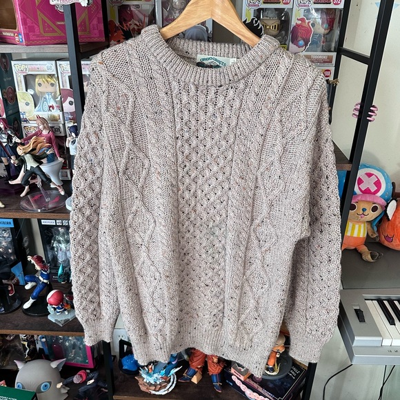 Vintage Aran Crafts Ireland Wool Cable Knit Sweater Men’s L